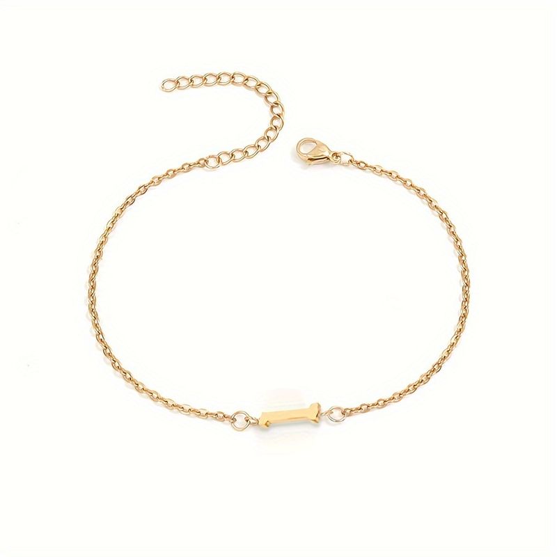 1pc Letter Shape Beads Thin Chain Bracelet, Simple Minimalist Hand Chain Unisex Jewelry Decoration_voghion.com