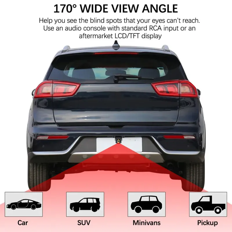 Câmera de ré para carro 1080P, ângulo amplo de 170 °, ajustável, anti-interferência, visão noturna, à prova d'água, estacionamento automático, nova_voghion.com