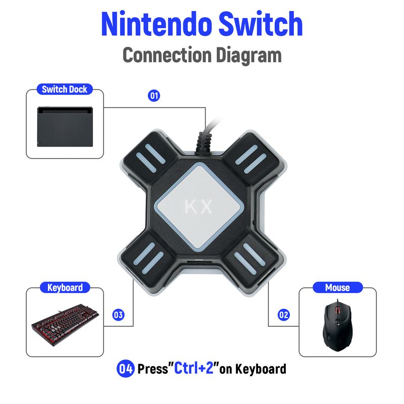 USB-Controller-Adapter, Videospiel-Tastatur-Maus-Konverter für Nintend Switch/Xbox Series X/S/Xbox One X/PS4/PS3/FPS-Spiele_voghion.com
