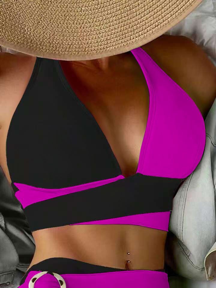 2025 Nieuw kleurblok bikini tweedelig badpak voor vrouwen, luxe strandbadmode voor warme lentes_voghion.com
