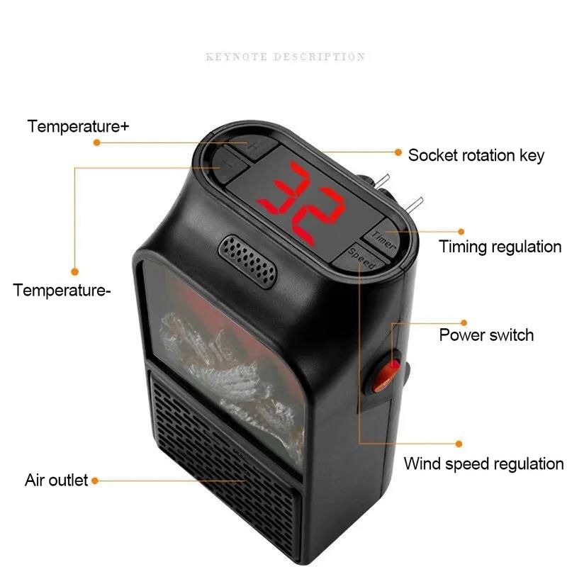 Electric Heater Portable Heater Plug in Wall Room Heating Stove Mini Household Radiator Remote Warmer Machine Winter 220V_voghion.com