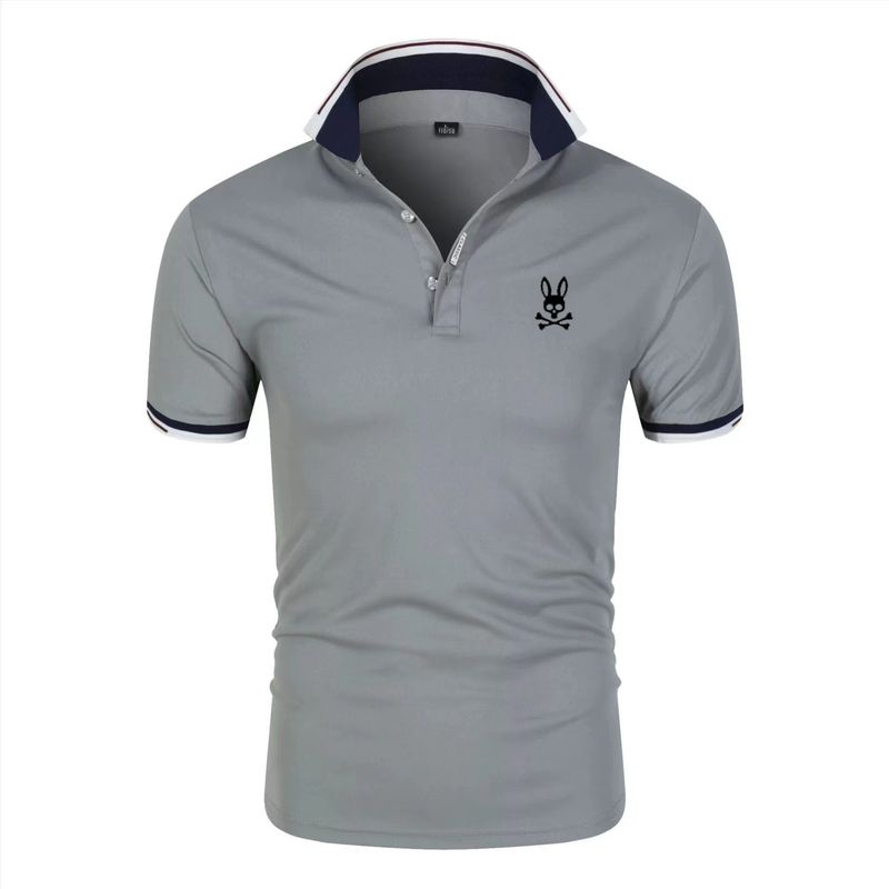 2023 summer men's cotton T-shirt lapel fashion short-sleeved polo shirt printed micro-standard ghost rabbit short-sleeved polo shirt_voghion.com