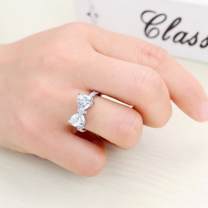 Anello da donna alla moda con fiocco, per gioielli creativi giapponesi e coreani, con zirconi bianchi super scintillanti e diamanti, dolce_voghion.com