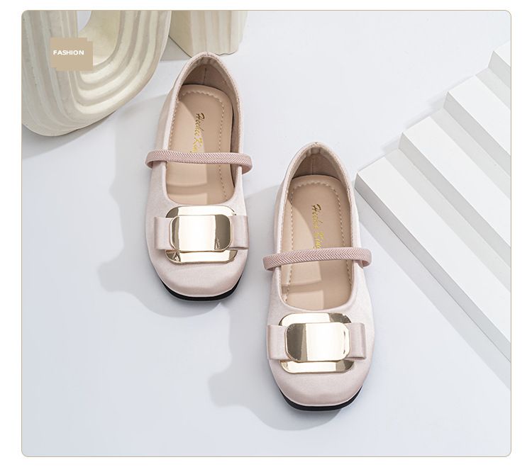 Kinderschuhe, flache Sohle, rosa Ballettschuhe, Satin, Retro-Performance, Mary Jane, quadratische Zehenpartie, weiche Sohle, ein Riemen, Mädchenschuhe_voghion.com