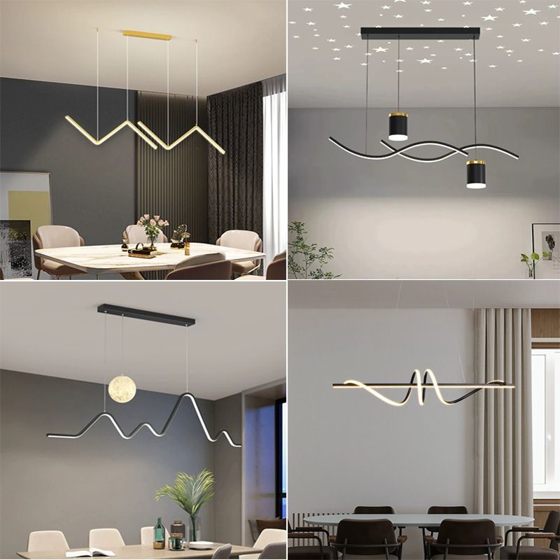 Restaurant Pendant Modern Tea Room Dining Nordic Threaded Minimalist Long Strip Light Luxury Creative Bar Table_voghion.com