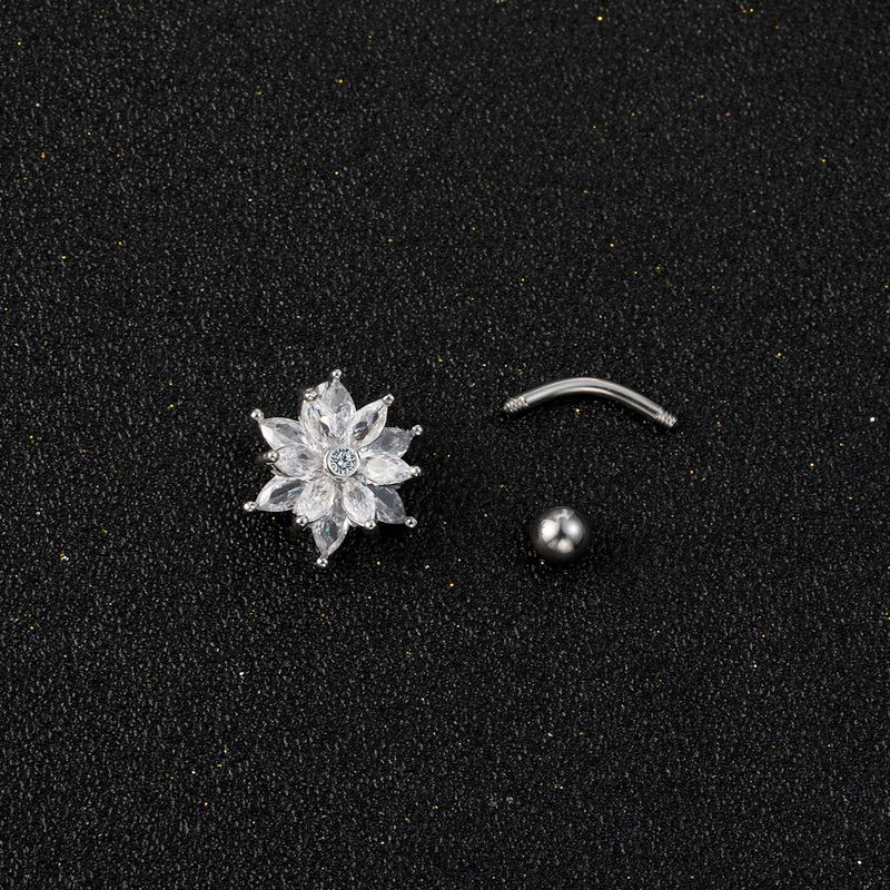 Piercing per ombelico a forma di margherita - Zirconia cubica AAA e acciaio chirurgico 316L, gioiello boho per il corpo (14G/16G, ipoallergenico, confezione regalo)_voghion.com