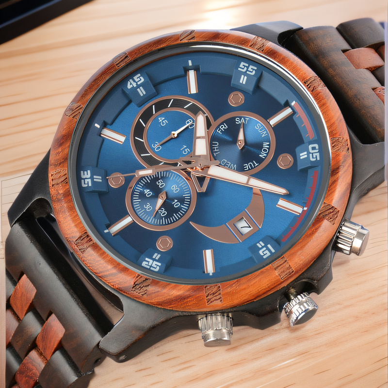 Wooden Wrist Watches For Men Fashion Quartz Wristwatches With Clock Date Week Timepieces Wood Wach Box For Him Reloj Hombre_voghion.com