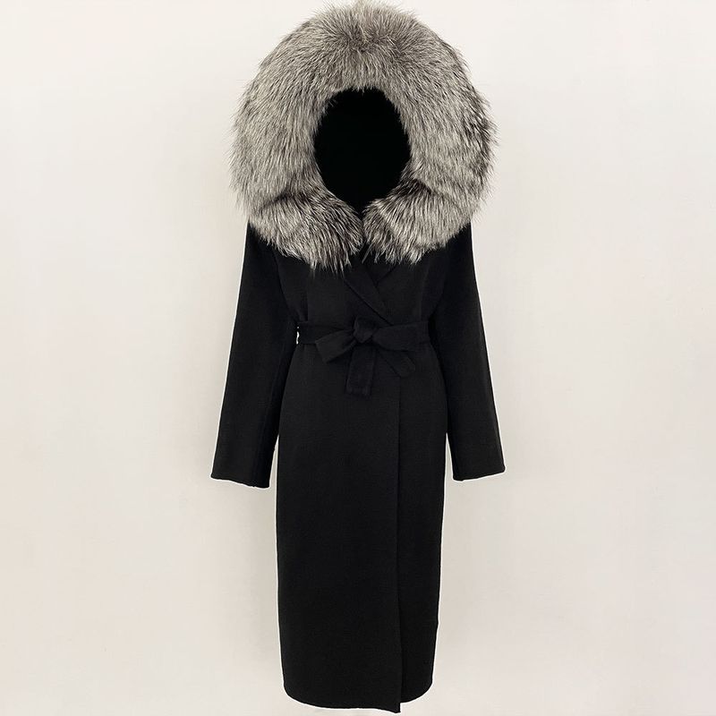 Vêtements pour femmes automne et hiver manteau en laine noir de style Hepburn français pour femmes automne et hiver manteau en laine haut de gamme taille haute et long_voghion.com