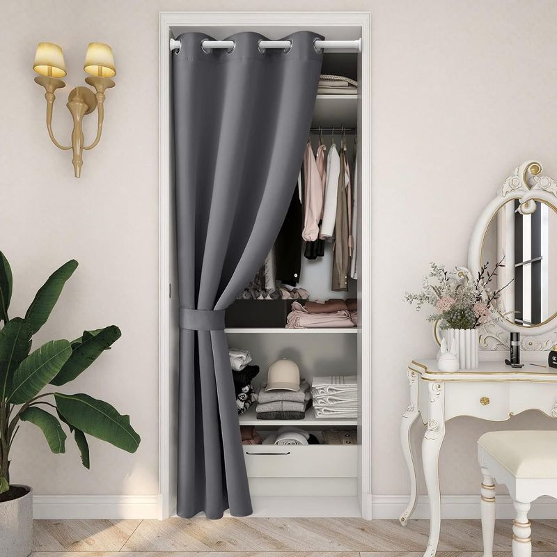 No-Drill Blackout Curtains Thermal Insulated & Noise Reducing Door/Closet Curtain (100% Light Blocking Privacy Protection For Bedroom/Closet/Office)_voghion.com