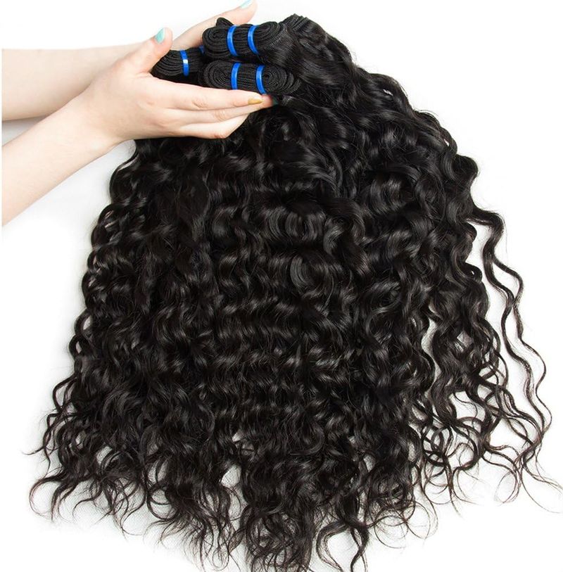 Păr uman ondulat brazilian, extensii creț, culoare neagră naturală, 3 bucle, 300 g_voghion.com