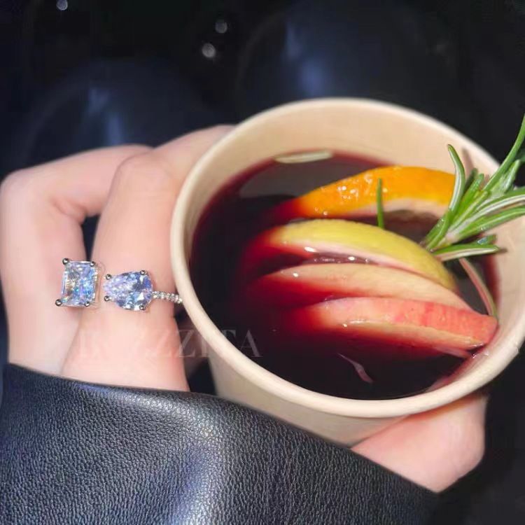 Accessories Water Drop Rectangular Ring Geometric Opening Adjustable Hand Jewelry_voghion.com