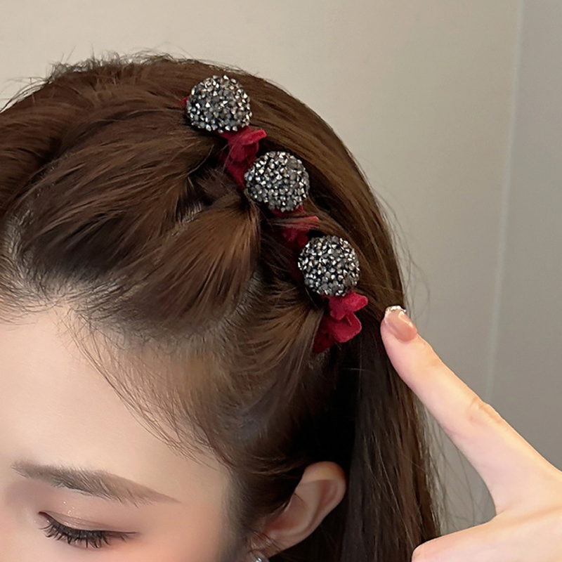 XinWq Rhinestone Heart Decor Elegantne juuksenõel Lint kahekihiline juuksenõel juukseklambrid juukseaksessuaarid_voghion.com