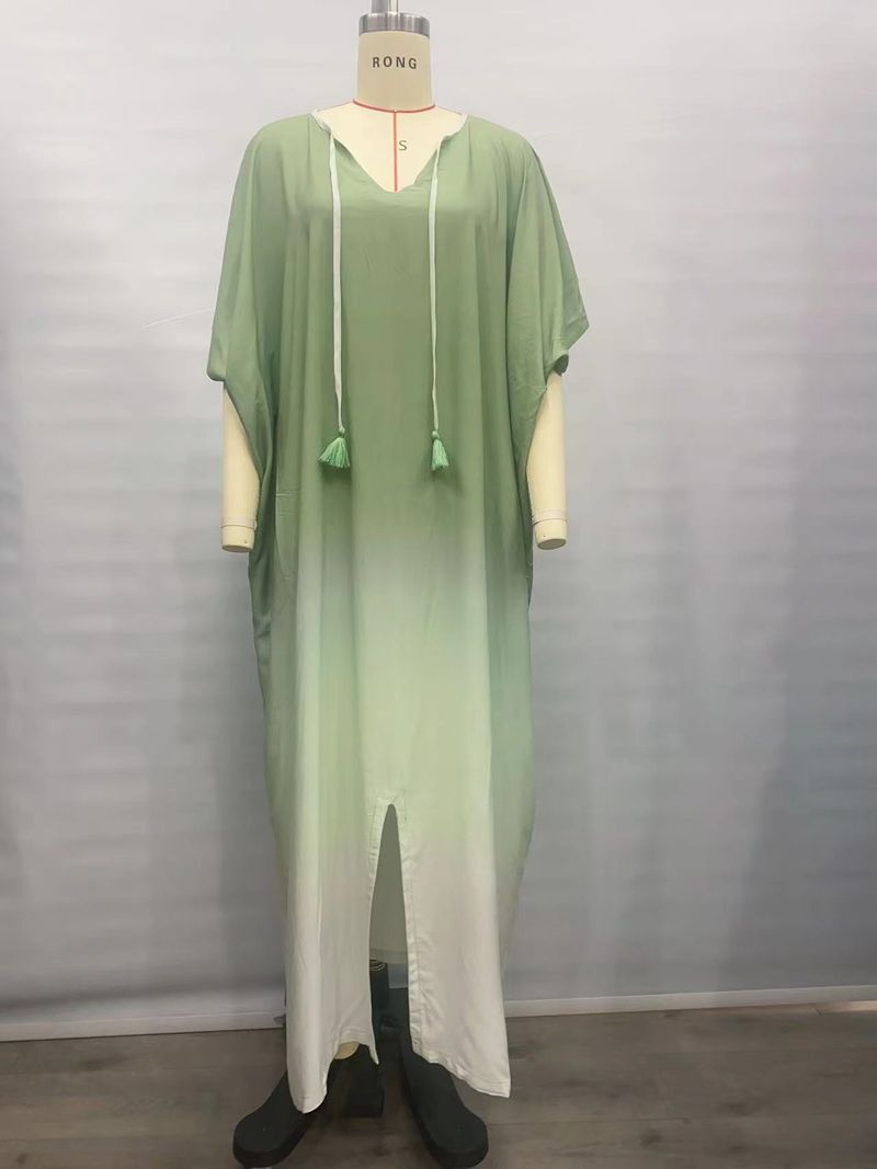 Jupe de plage en coton dégradé de couleurs pour femmes, cache-maillot à fente haute, pour les vacances_voghion.com