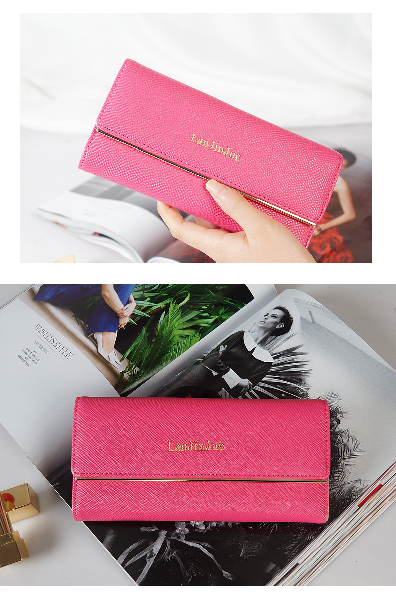 Women's Wallet Card Cases Multi Card Slot Letter Buckle Clutch Bag Simple Simple Daily Life Three Fold Wallet_voghion.com