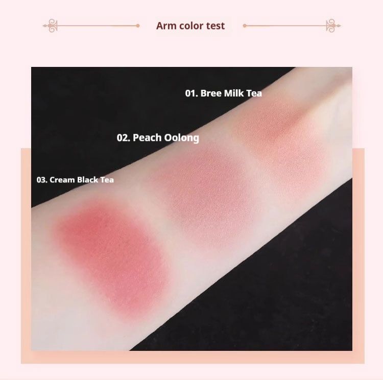 Dreifarbiges, natürliches Nude-Rouge, mattes, langanhaltendes Rouge, günstiges Make-up für Studenten, Pink, Puderrouge, schlichtes Blau_voghion.com
