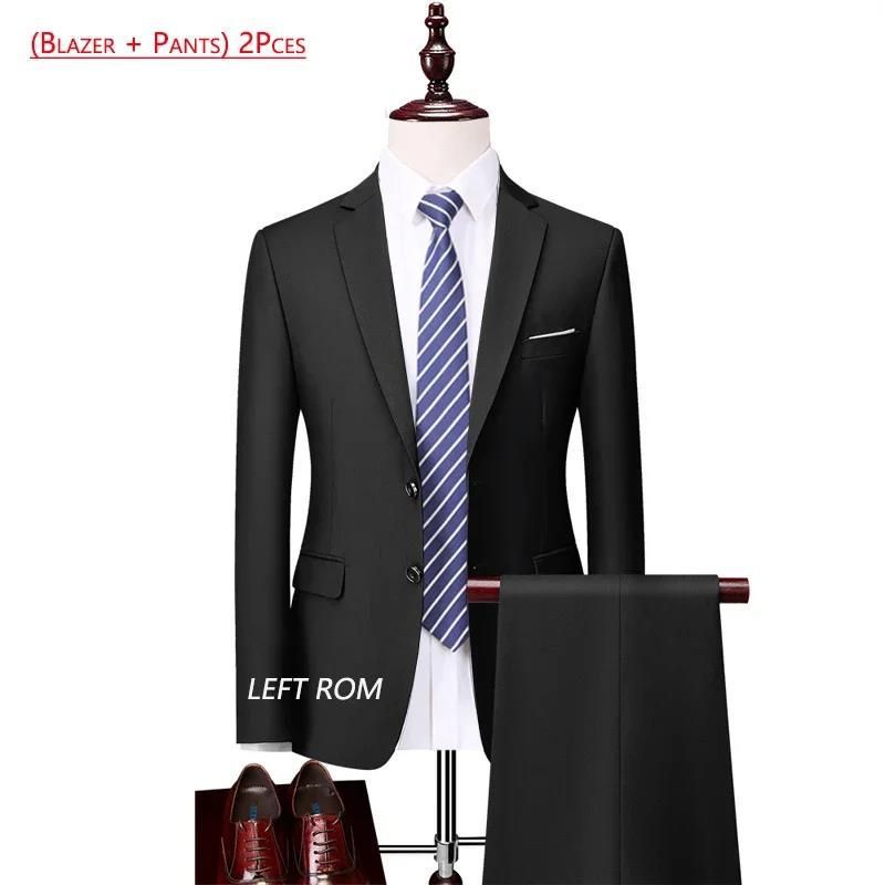 CT 2025 New Men's Solid Color Business Casual Suit Set Two-Piece Available Year-Round_voghion.com