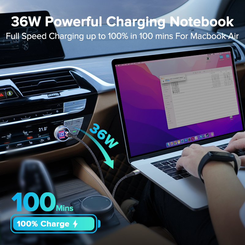 80W Acgicea USB Car Charger PD Type C Dual USB Port Car Charger Quick Charger fir iPhone 14 13 Xiaomi Samsung    _voghion.com