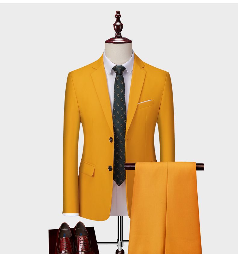 Men's business casual men's fashion host, wedding groomsman suit, two-piece set_voghion.com