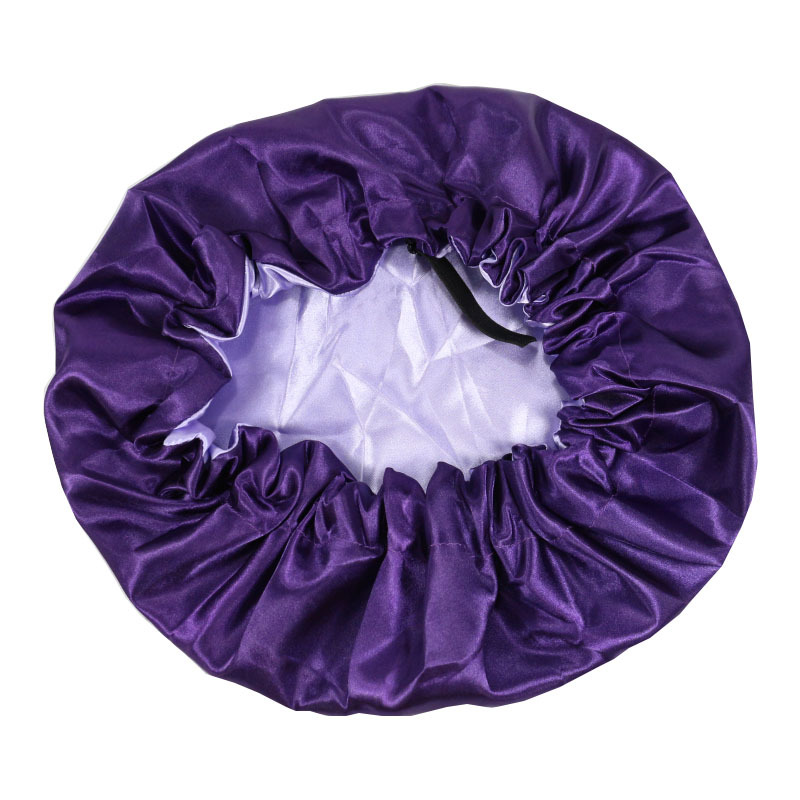 Berretto da notte in seta da donna, berretto nero in raso riccio, fibbia giapponese, regolabile, traspirante, caldo, rotondo_voghion.com