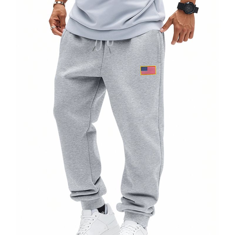 Calça de moletom masculina folgada, estilo americano, estilo casual, simples, com cordão, para o Dia da Independência, da Cross Border Independent Station, primavera e outono_voghion.com