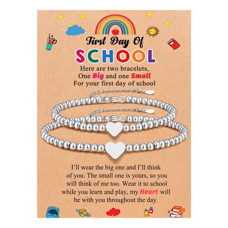 Set di bracciali per madre e figlia, gioielli da donna, regalo per figlia e ragazza, bracciale con catena in argento con perline, bracciale in acciaio inossidabile con scritta "Love"._voghion.com