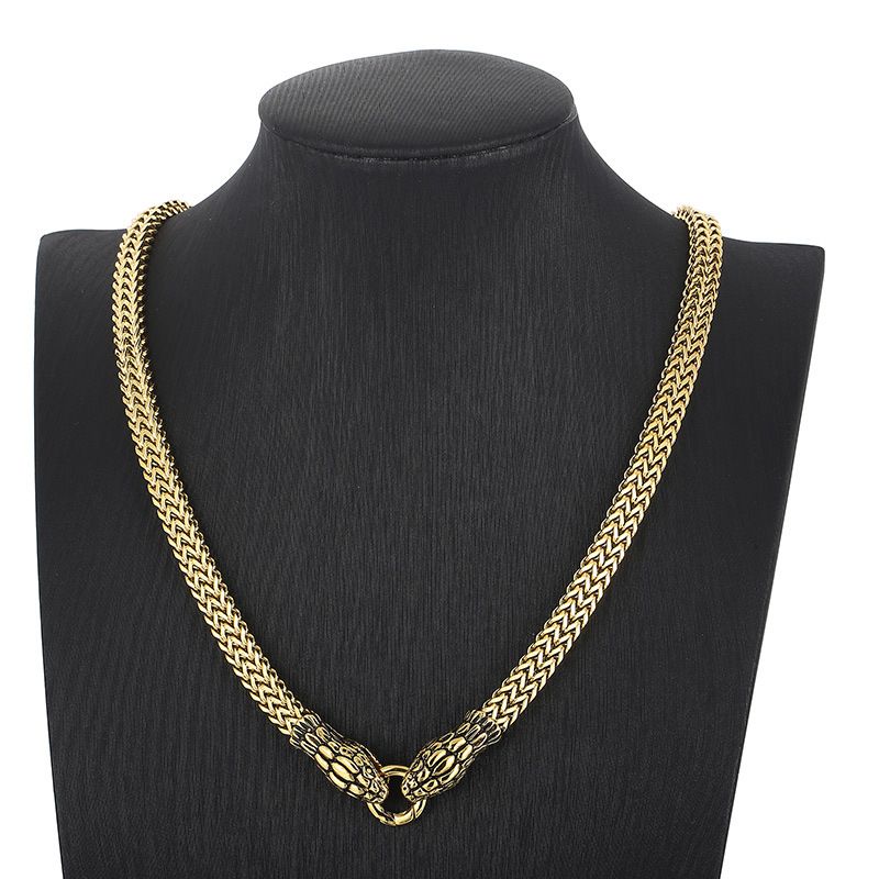 Gioielli da uomo, gioielli di moda, retrò, vecchio stile, personalità dominante, collana da uomo in acciaio al titanio con serpente_voghion.com