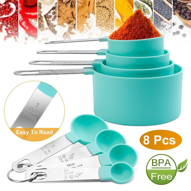 Bilancia Strumenti Cucchiaio Dosatore Cucchiaino 8 Pezzi Cucchiai di Plastica Set di Utensili Tazze Cucina_voghion.com