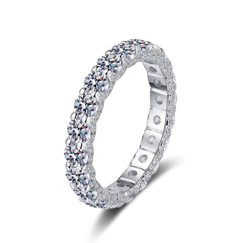 Anello in argento sterling da donna, con moissanite a grappolo, placcato oro PT950, anello cubano da sposa_voghion.com