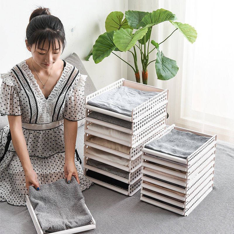 Folding Storage Rack Basket Wardrobe Durable Layered Partition Rack Clothes Underwear Pants Storage Box Drawer Storage Rack_voghion.com