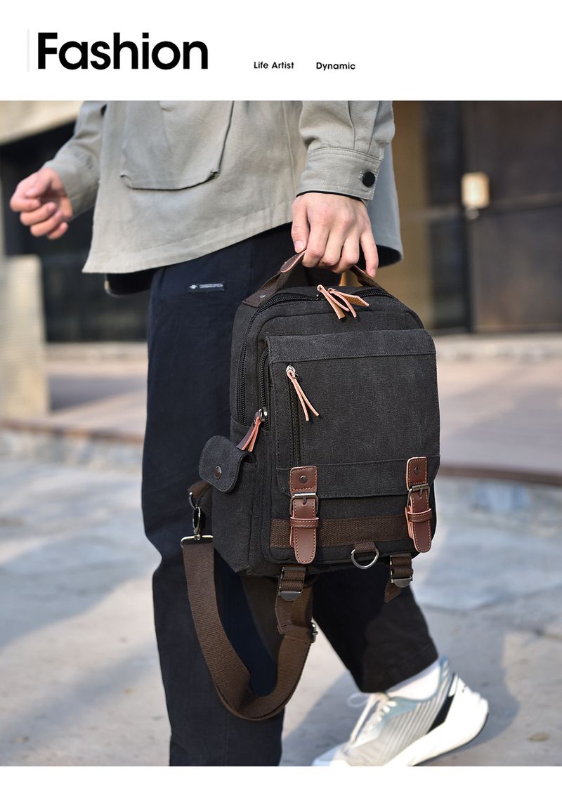 Men's Chest Bag Casual Water Proof Messenger Shoulder Bag Large Capacity Canvas Chest Backpack Outdoor Chest Bag Messenger Bag_voghion.com