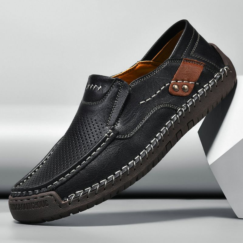 Mocassini bassi di grandi dimensioni, in pelle, casual, da uomo, cuciti a mano, semi-personalizzati, Euro Step_voghion.com