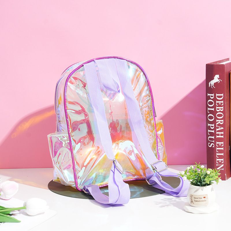 Zaino per ragazze laser colorato trasparente in TPU, impermeabile, per bambini, carino, casual, all'ingrosso, a forma di conchiglia, a forma di coda di pesce_voghion.com