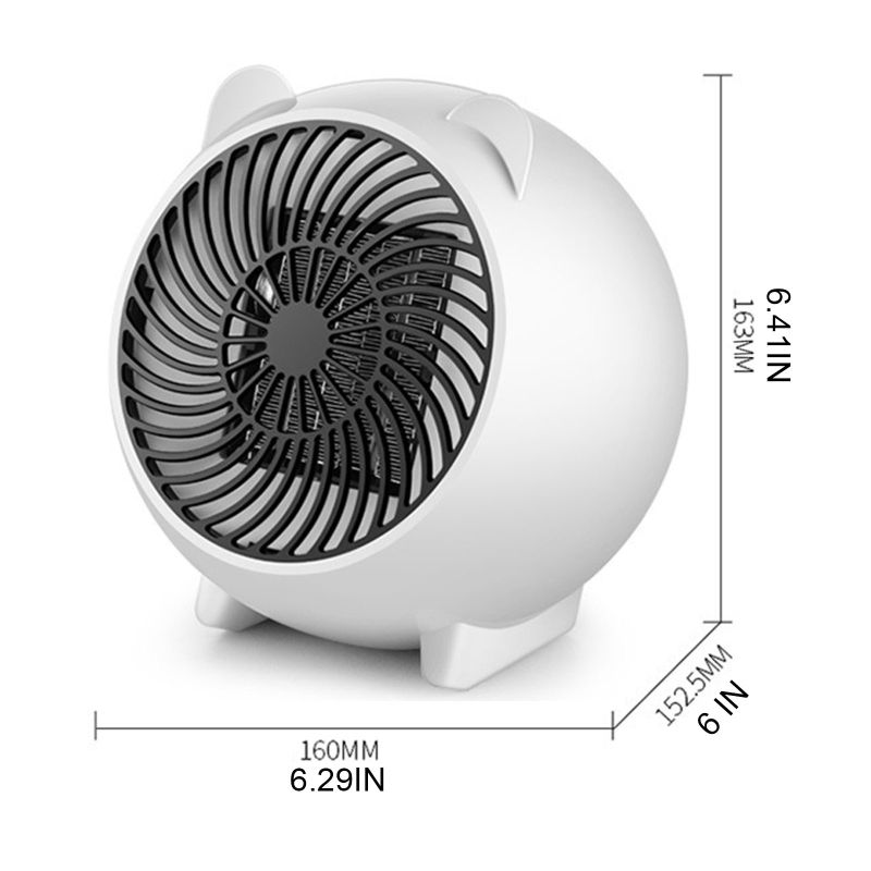 Bärbar söt form 250W elektrisk fläktvärmare justerbar termostat överhettningsskydd för hemmakontor inomhusbruk_voghion.com