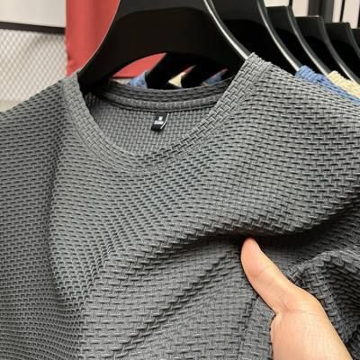 2023 New Elastic Bamboo Mesh Ice Silk For Men Short Sleeved Round Neck Half Sleeved Bottom Shirt Summer Men's T-shirt_voghion.com
