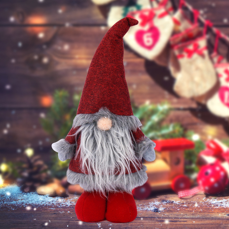 Gezichtsloze staande dwerg Kerstman pop rode hoed Rudolf decoratie_voghion.com