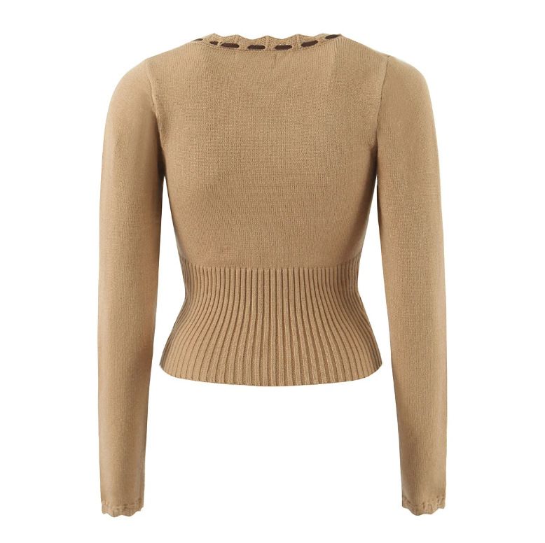 25 nuovi completi da donna primavera e autunno, stile Spicy Girl, con cardigan lavorato a maglia con lacci e volant + pantaloni svasati elasticizzati_voghion.com