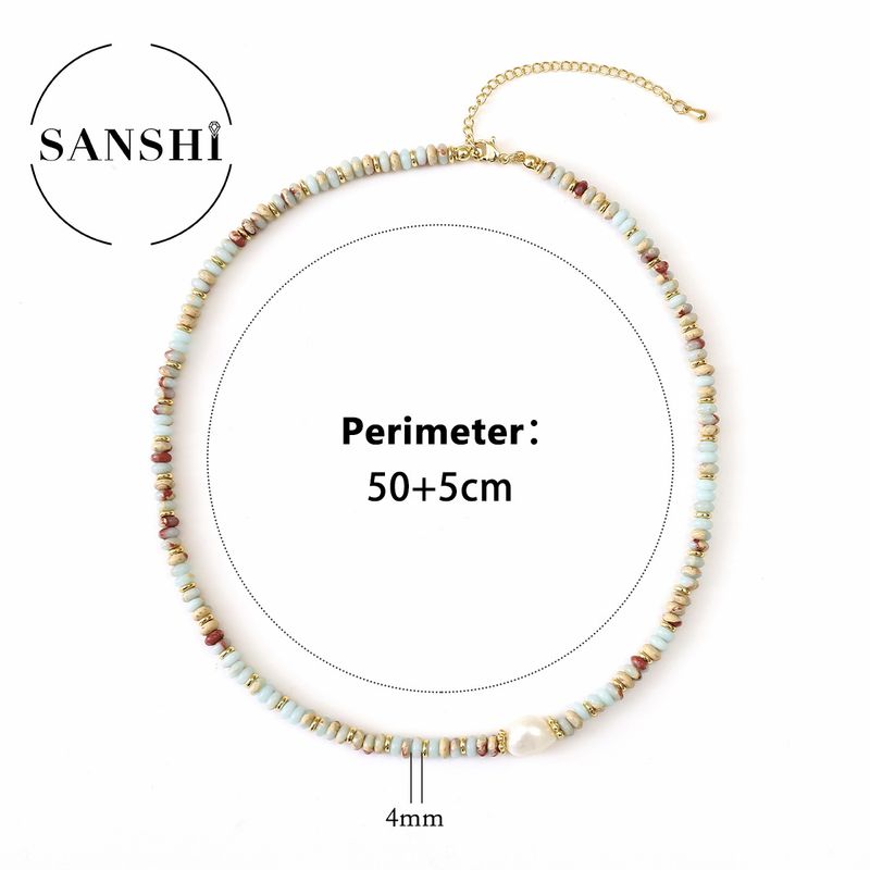 Collier de perles d'eau douce de haute qualité pour femme, bijou léger et luxueux, avec pierres naturelles colorées et perles cousues, chaîne de pull empilée_voghion.com