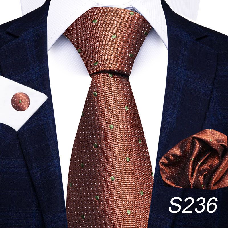 Corbata de seda de poliéster de alta calidad unisex para hombre, corbata formal de color sólido, bolsillo, toalla, gemelos, juego de jacquard_voghion.com