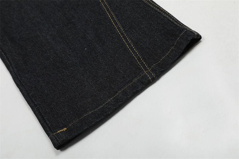 Men's Clothing Retro Niche Design Plaid Stitching Scimitar Jeans Men's And Women's Overalls Wide Leg Mopping Pants_voghion.com