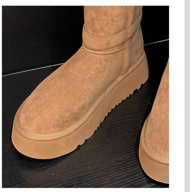 Long-Length Gray Women's 2025 New Snow Boots High-Top Thick-Sole Cotton Boots_voghion.com