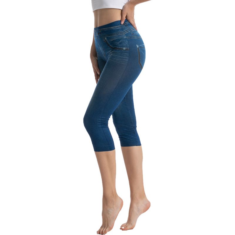 Sieviešu apģērbi Elastīgi Slim Fit Džinsu apdrukas legingi Sieviešu deviņu punktu šauri bikses_voghion.com