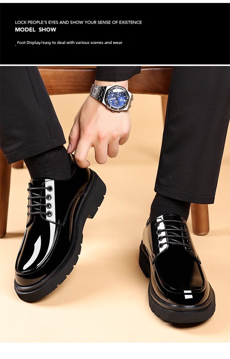 Primavera Homens Brilhantes Couro Juventude Estilo Britânico Sola Grossa Altura Aumentando Negócios Fantasia Cabeleireiro Vestido Sapatos Grandes_voghion.com