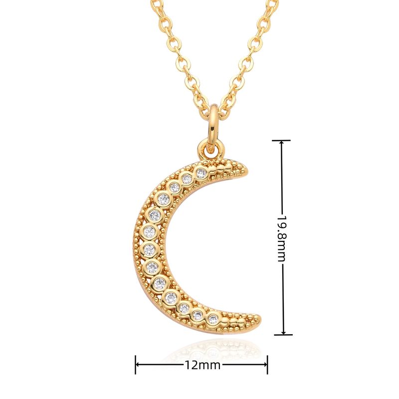 Women’s Jewelry Set Fashion Electroplated Brass Moon And Star Necklace Bohemian Zircon Niche Micro Inlaid Cast Clavicle Necklace_voghion.com