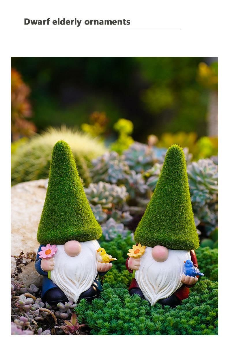 【Special Offer】Flocked Gnome Outdoor Garden Courtyard Dwarf Decoration Resin Craft Ornament_voghion.com