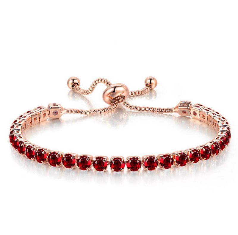 Popular 4mm round zircon single row full diamond adjustable crystal bracelet for women birthstone jewelry_voghion.com