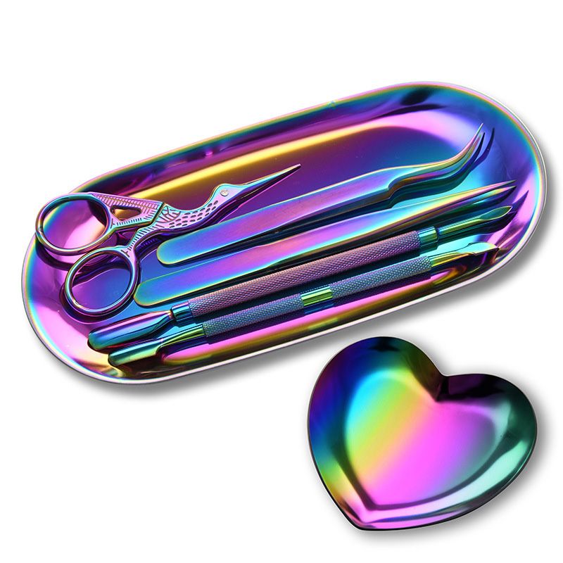 9Pcs/set Rainbow Stainless Nail Cuticle Pusher Tweezer Cutter Trimmer Clipper Scissor Dead Skin Manicure Pedicure Nails Art Tool_voghion.com