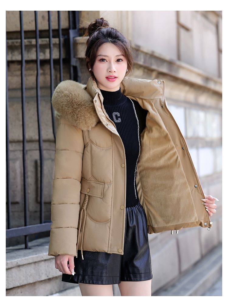 Women's Winter Parka With Detachable Faux Fur Hood – Slim-Fit Short Puffer Jacket, Plush Lined, Raccoon Dog Fur Trim, Zipper Closure (5 Colors)_voghion.com