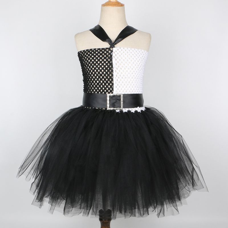 Kinderkleding 101 loyale honden cos zwart-witte heks Cruella kinderjurk Cruella de Vil festivalvoorstelling kostuum_voghion.com