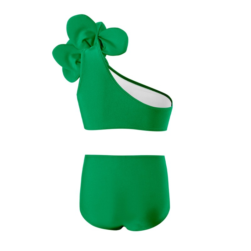 Maillot de bain familial maillot de bain pour enfants dans les petits enfants mignon couleur unie fendu en trois dimensions grande fleur maillot de bain_voghion.com