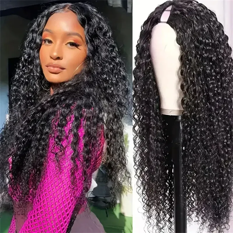 Pelucas de cabello humano con ondas al agua en forma de V para mujeres negras, de 18 a 32 pulgadas, 180 % de densidad, hechas a máquina, 100 % cabello Remy natural brasileño._voghion.com